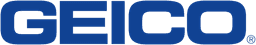 GEICO logo in bold blue letters on a white background, representing the insurance company.
