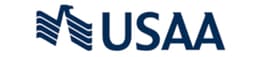 USAA logo featuring an eagle and wavy stripes, representing military service and support.